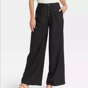 Who What Wear Wide Leg Button Front Pleated Pant Size 14/31.5